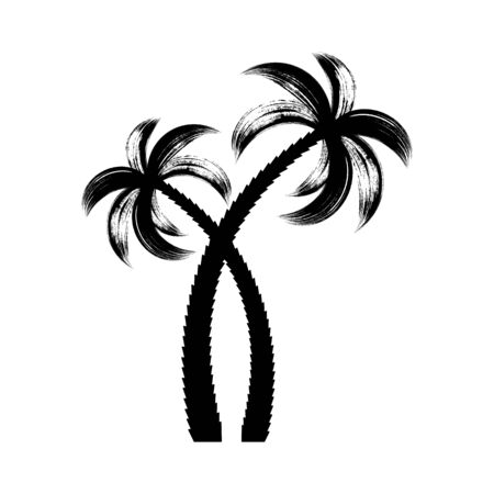 Black vector palm trees brush stroke designのイラスト素材