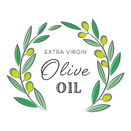 Vector olive oil label wreath of branchesのイラスト素材