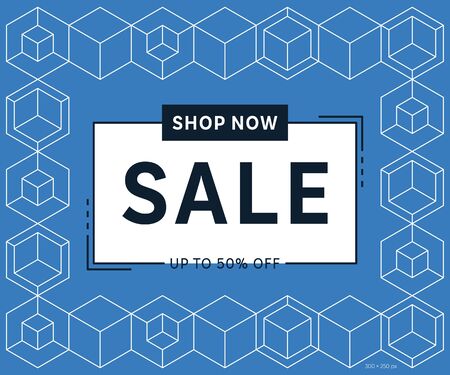 Modern blue vector geometric sale banner template designのイラスト素材