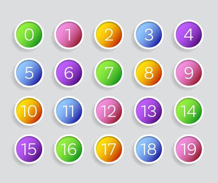 Simple colorful round vector number icons isolatedのイラスト素材