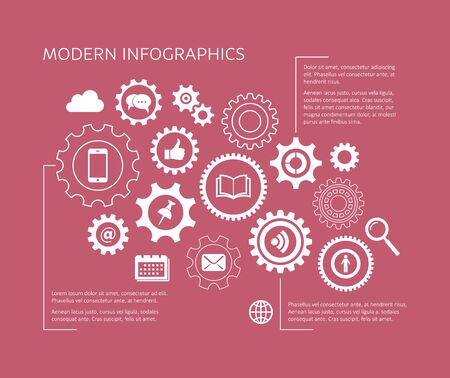 Monochrome vector infographic design template gear wheels conceptのイラスト素材