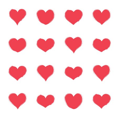 Grunge red vector heart icon love collectionのイラスト素材