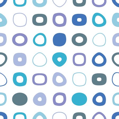 Blue retro vector seamless pattern with round shapesのイラスト素材