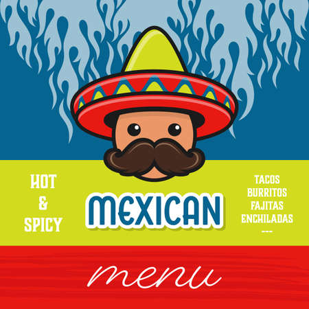 Mexican food menu template vector poster designのイラスト素材
