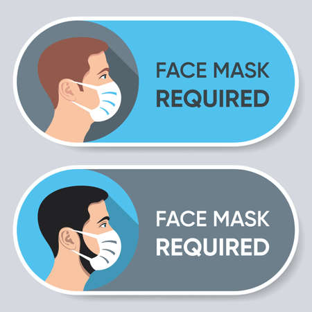 Vector face mask required sign horizontal setのイラスト素材