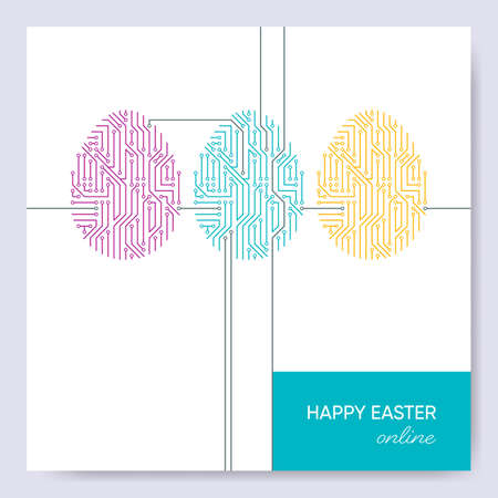 Happy easter online card circuit board patternのイラスト素材