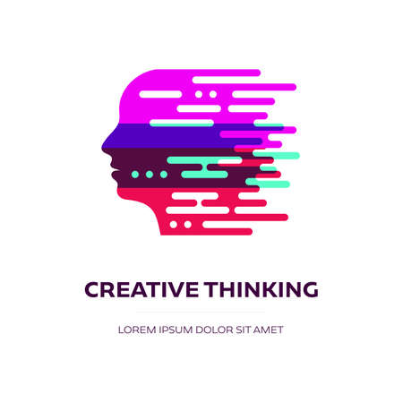 Abstract vector thinking concept with female headのイラスト素材