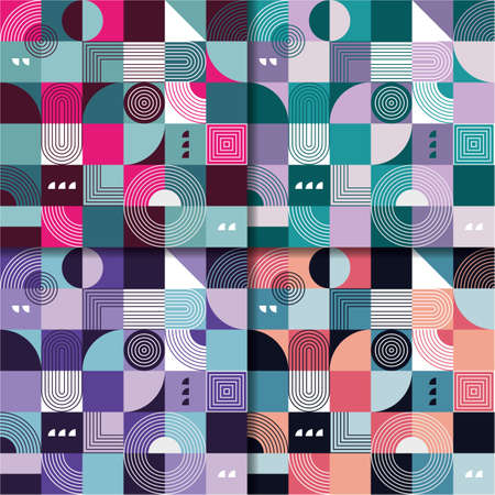 Vector seamless retro pattern design template setのイラスト素材