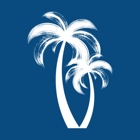 Vector brush stroke palm trees icon isolatedのイラスト素材