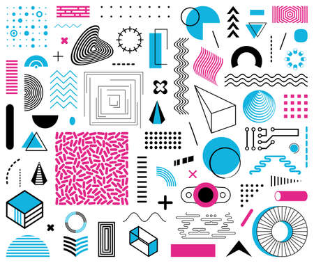 Various abstract vector memphis design element setのイラスト素材