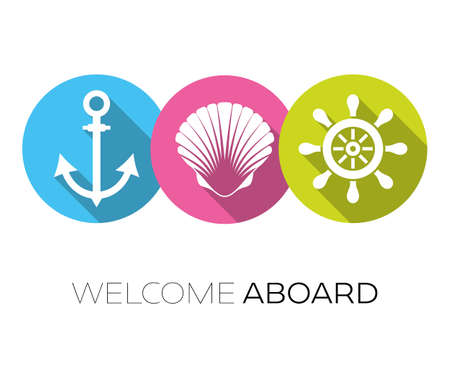 Vector welcome aboard design with marine iconsのイラスト素材