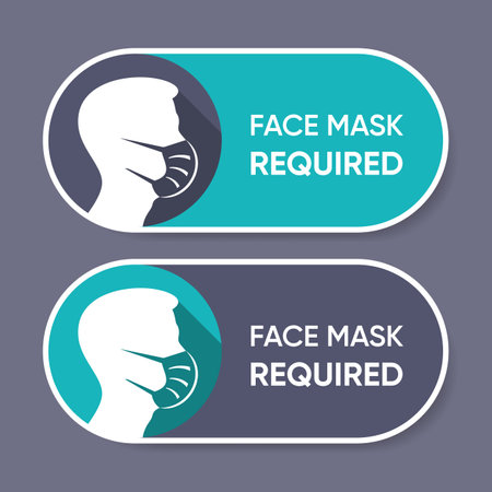 Vector face mask required horizontal rounded labelのイラスト素材