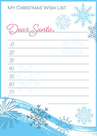 Christmas wish list with hand drawn snowflakesのイラスト素材
