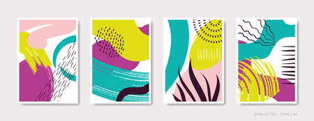 Trendy vector pop art cover design set