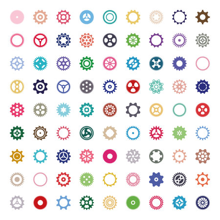 Big set of various vector gear wheelsのイラスト素材