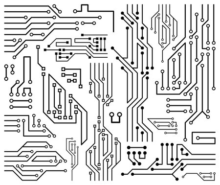 Black vector printed circuit board design elementsのイラスト素材