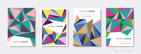 Vector triangle mosaic pattern brochure cover setのイラスト素材
