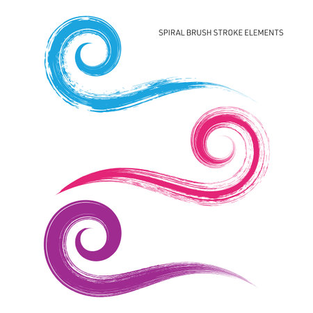Vector spiral brush stroke design element setのイラスト素材
