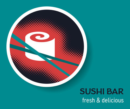 Vector sushi bar template chopsticks with rollのイラスト素材