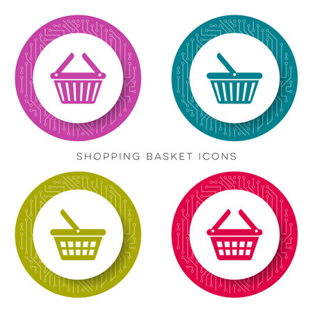 Vector shopping basket icons modern web buttonsのイラスト素材