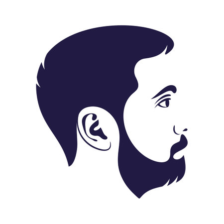 Portrait of man with beard barber logoのイラスト素材