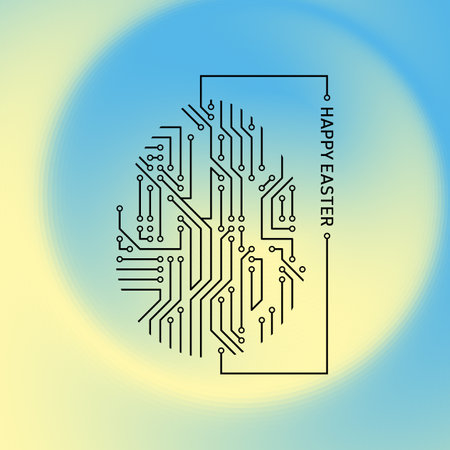 Vector happy easter card circuit board patternのイラスト素材