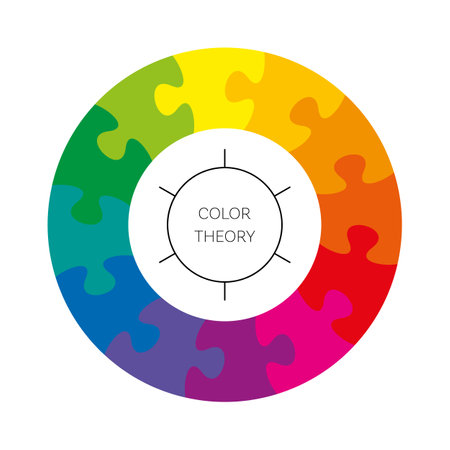 Puzzle color wheel theory with twelve colorsのイラスト素材