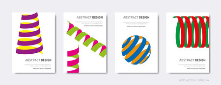 Spiral geometric design vector cover template setのイラスト素材