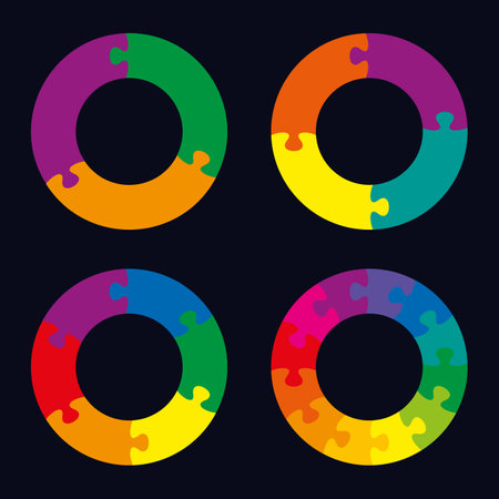Vector business puzzle pie chart diagram setのイラスト素材