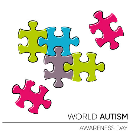 World autism awareness day card with puzzleのイラスト素材