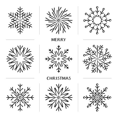 Set of hand drawn doodle christmas snowflakesのイラスト素材