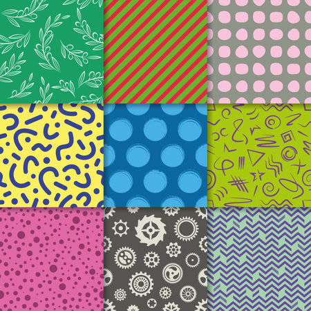 Various abstract vector seamless pattern big setのイラスト素材