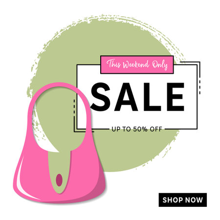 Vector sale banner template with pink purseのイラスト素材