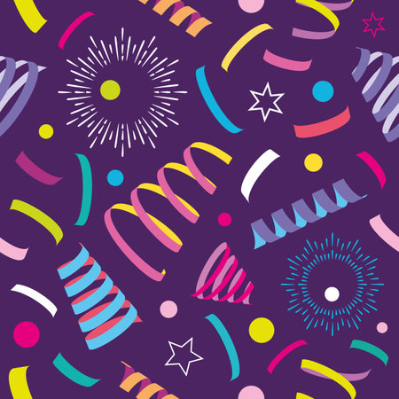 Seamless party pattern with stars and confettiのイラスト素材