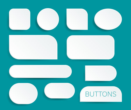 Various 3D white web buttons with shadowsのイラスト素材