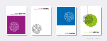 Merry christmas design vector brochure cover setのイラスト素材