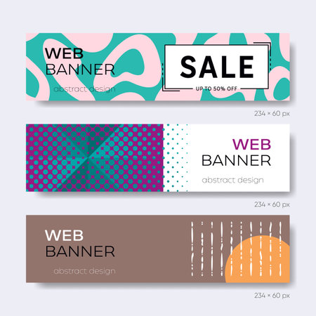 Various modern abstract design vector web bannersのイラスト素材