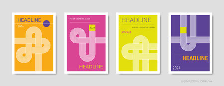 Minimal retro abstract poster cover design set