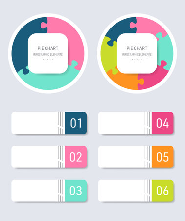 Vector infographic puzzle pie chart six optionsのイラスト素材