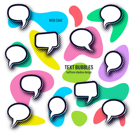 Cartoon vector blank text bubbles with shadowのイラスト素材
