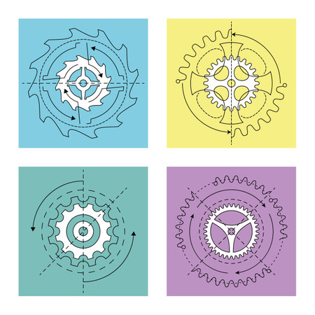 Various abstract vector gear wheel background setのイラスト素材