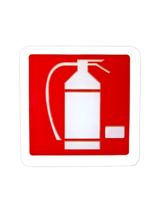 fire extinguisher sign isolated on whiteの写真素材