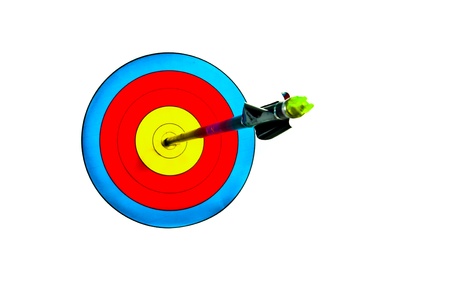 Arrow piercing the center of an archery target