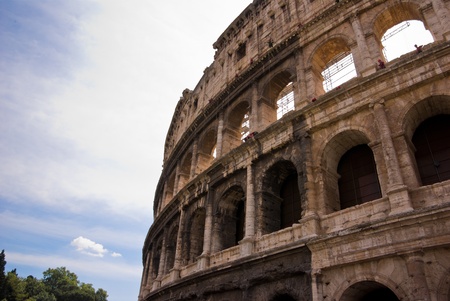 Shot of the Coliseum in Rome under a blue sky の写真素材