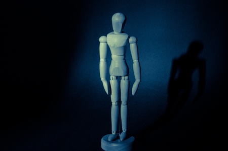 walking in your own shadowの写真素材