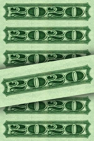 2020 New Year card made from a fragment of the inscription on banknotesの写真素材