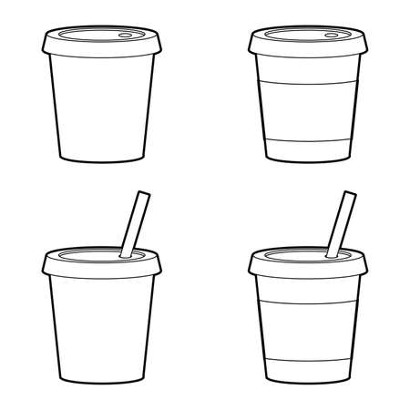 black and white glass of tea or coffee object, isolate, vector illustratorのイラスト素材