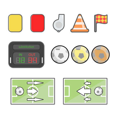soccer football icons football elements flag balls tactic board cardのイラスト素材