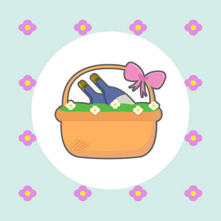 Basket of wine icon cartoon styleのイラスト素材