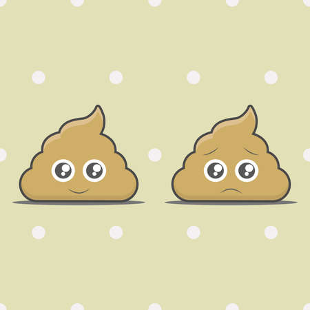 happy poop and unhappy poop cartoon object on brown background, vector illustrationのイラスト素材